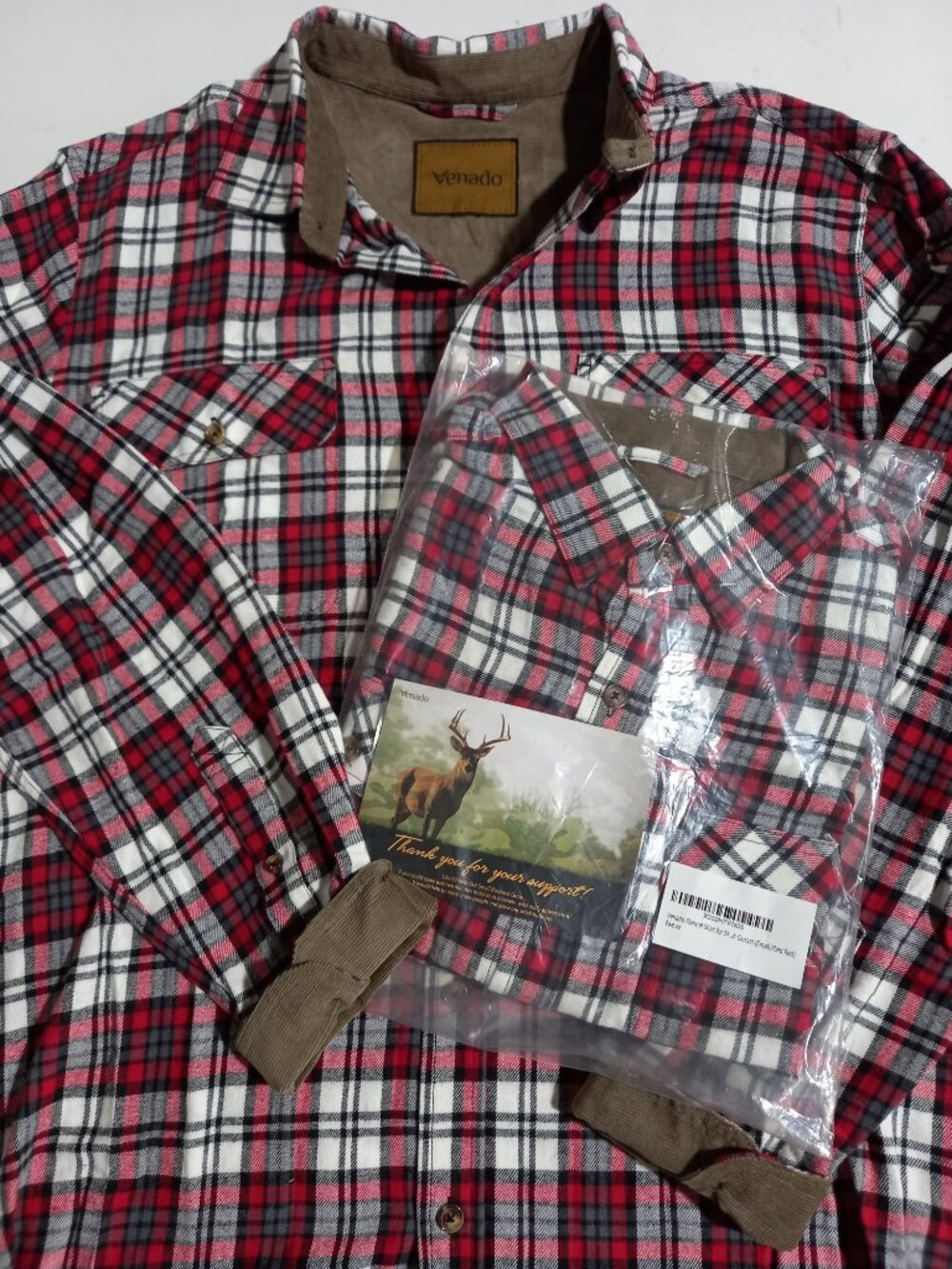 Men's Long Sleeve Button Down Flannel Shirt - Red, White & Black | Small